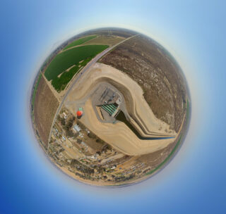 Forrest Frick Pumping Plant aerial fisheye view